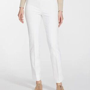 Lafayette 148 Winter White Bleecker Slim Straight Full Length Stretch Pant